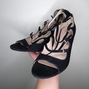 !! Clearance!! Cole Hann Cielo Black Suede Stacked Heel Sandals, size 11B